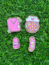 Load image into Gallery viewer, Floral Disco Nurse Acrylic Blank & Decal Set