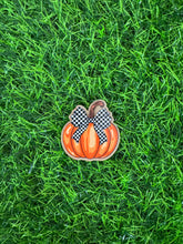 Load image into Gallery viewer, Checkered Bow Pumpkin Acrylic Blank & Decal Set