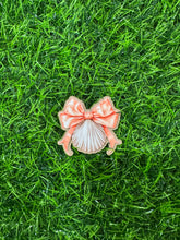 Load image into Gallery viewer, Shell With Peach Bow Acrylic Blank & Decal Set