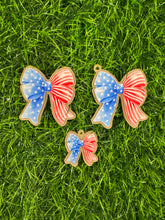 Load image into Gallery viewer, Red White & Blue Bow Acrylic Blank & Decal Set Collection