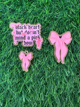 Load image into Gallery viewer, Black Heart Pink Bow Collection Acrylic Blank & Decal Set