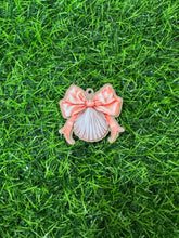 Load image into Gallery viewer, Shell With Peach Bow Acrylic Blank & Decal Set