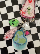 Load image into Gallery viewer, Alien Cupid UFO Valentine’s Day Retractable Badge Reel

