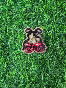 Red Skull Cherries With Black Bow Acrylic Blank & Decal Set