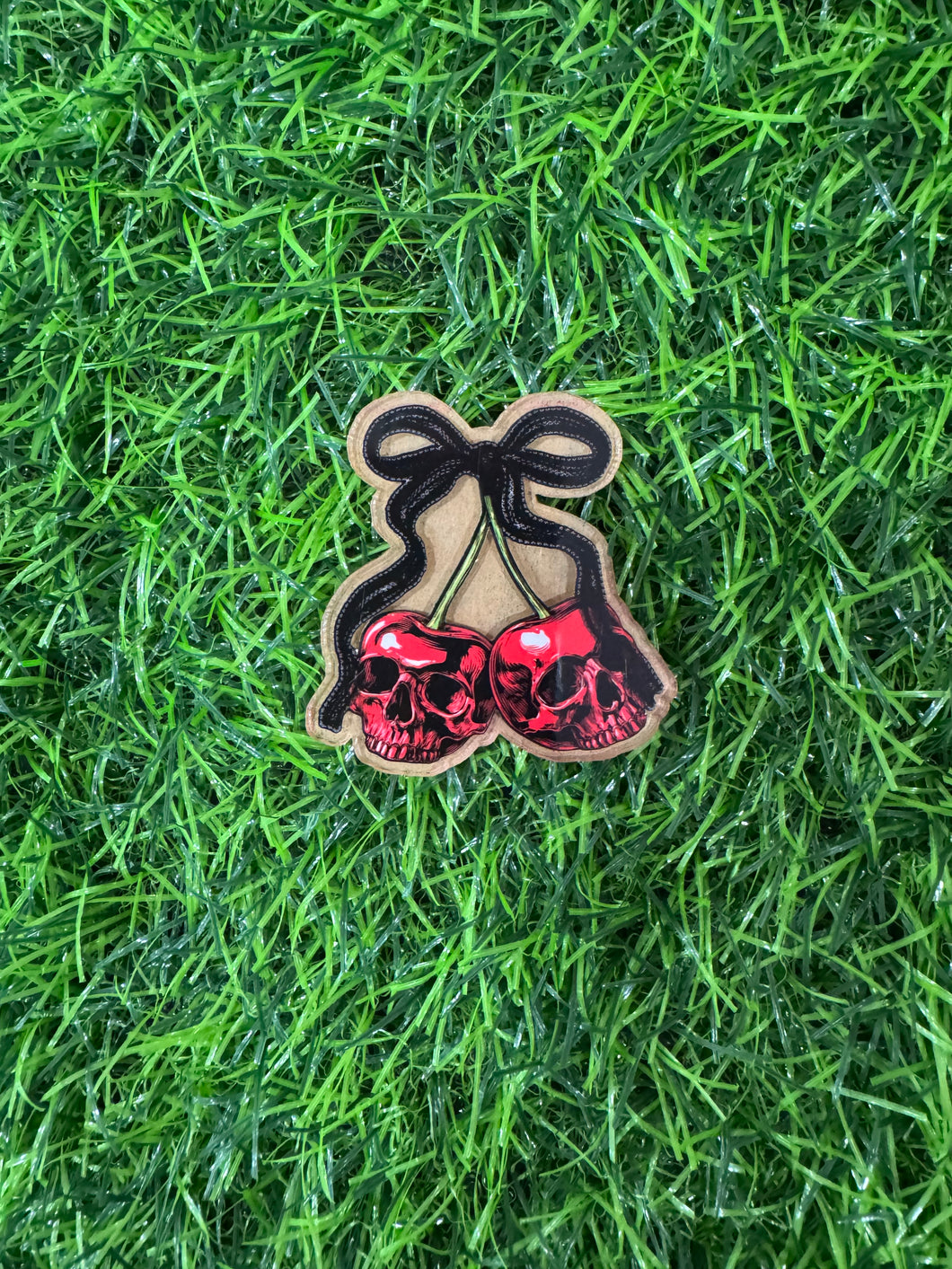 Red Skull Cherries With Black Bow Acrylic Blank & Decal Set