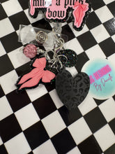Load image into Gallery viewer, Black Heart Pink Bow Retractable Badge Reel
