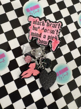 Load image into Gallery viewer, Black Heart Pink Bow Retractable Badge Reel
