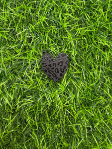 Matte Black Leopard Print Heart Charm Acrylic Blank & Decal Set