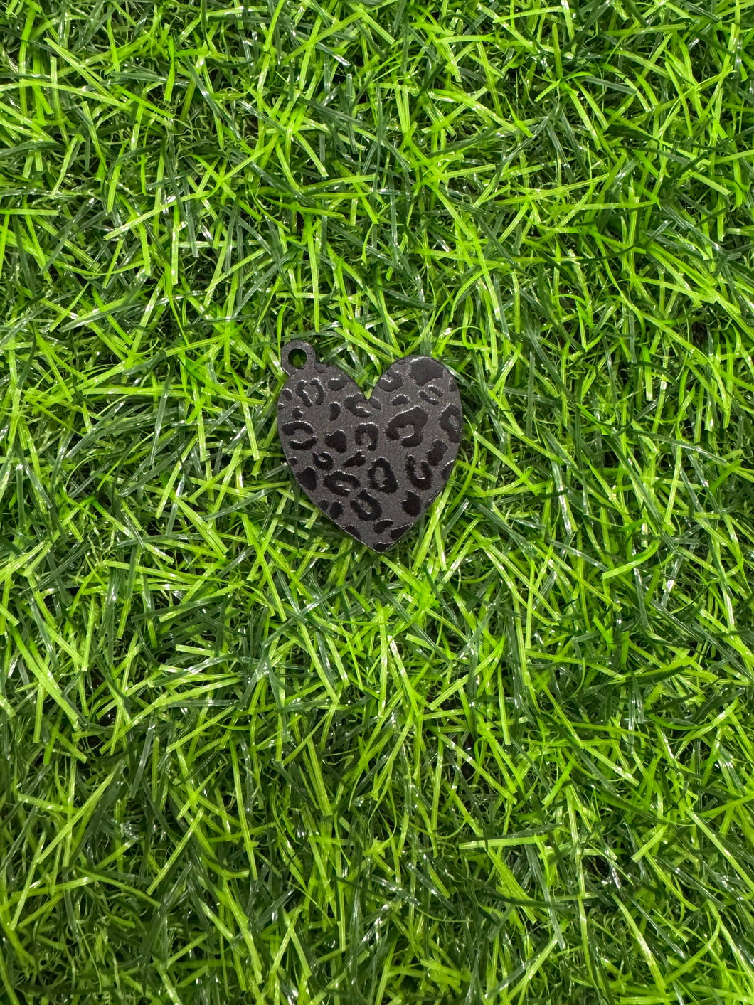 Matte Black Leopard Print Heart Charm Acrylic Blank & Decal Set
