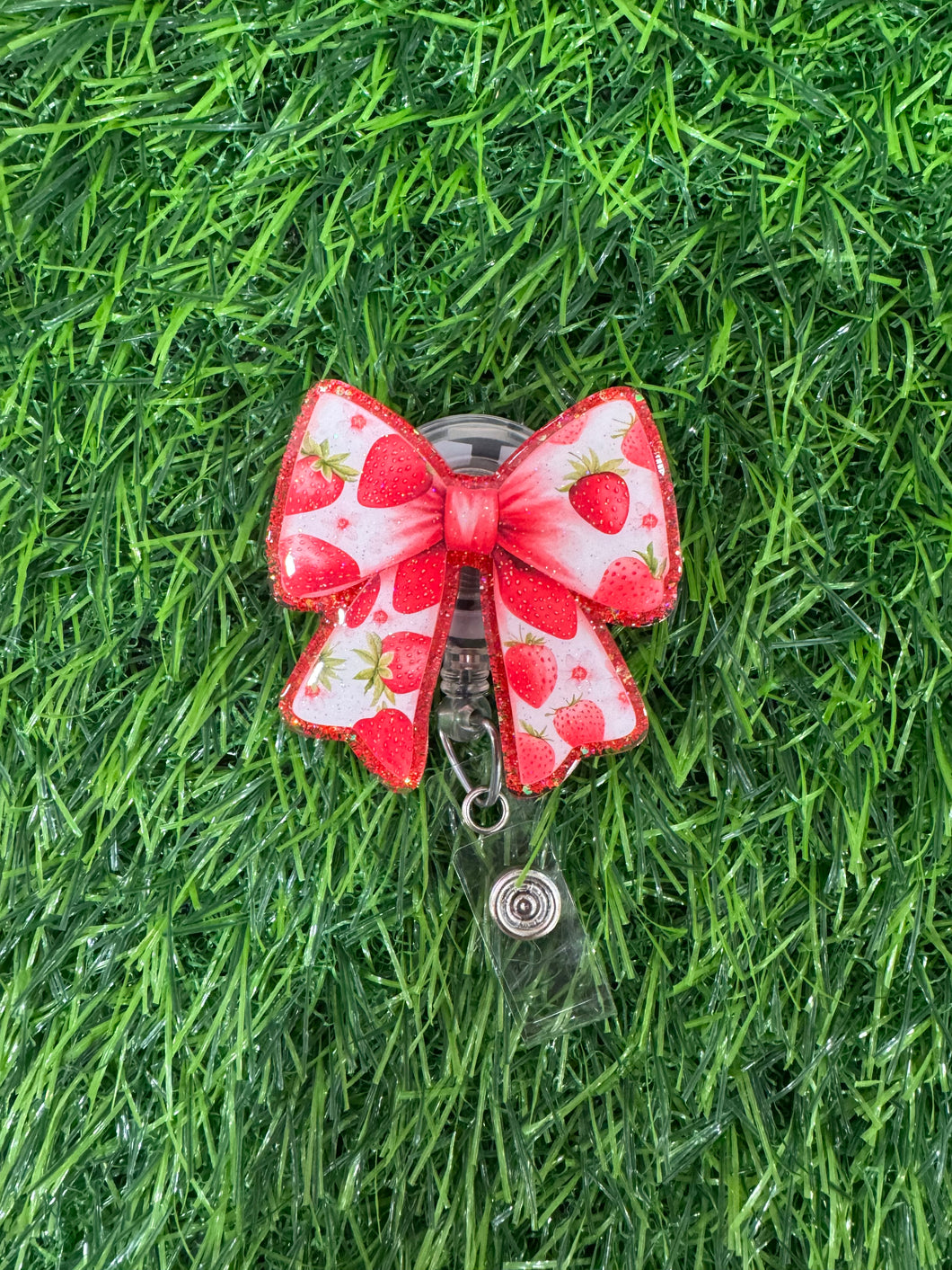 Strawberry Bow Retractable Badge Reel
