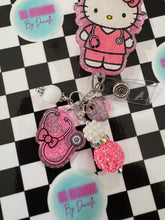 Load image into Gallery viewer, Pink Nurse Cat Character Retractable Badge Reel
