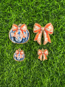 Orange & Blue Floral Thankful Pumpkin & Orange Floral Bow Acrylic Blank & Decal Set Collection