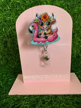 Load image into Gallery viewer, Highland Cow Pool Float Summer Retractable Badge Reel
