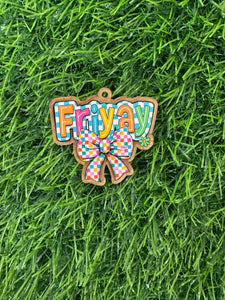 Friyay Checkered Bow Acrylic Blank & Decal Set
