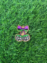 Load image into Gallery viewer, Striped Pumpkin Cherries With Purple Bow
Acrylic Blank &amp; Decal Set
