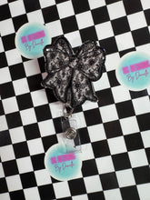 Load image into Gallery viewer, Black Lace Bow Retractable Badge Reel
