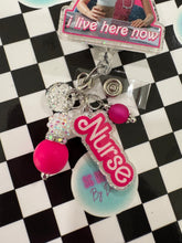 Load image into Gallery viewer, I Live Here Now Nurse Retractable Badge Reel Collection
