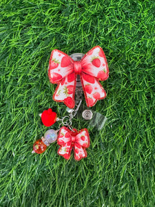 Strawberry Bow Retractable Badge Reel