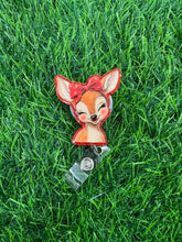 Load image into Gallery viewer, Christmas Fawn Retractable Badge Reel
