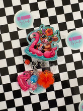 Load image into Gallery viewer, Highland Cow Flamingo Pool Float Summer Retractable Badge Reel

