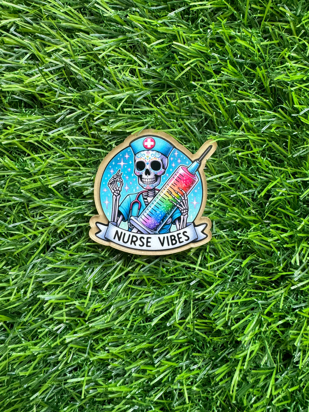 Nurse Vibes Sugar Skull Acrylic Blank & Decal Set