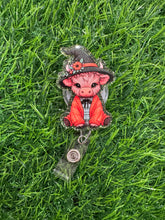 Load image into Gallery viewer, Fall Witch Highland Cow Retractable Badge Reel
