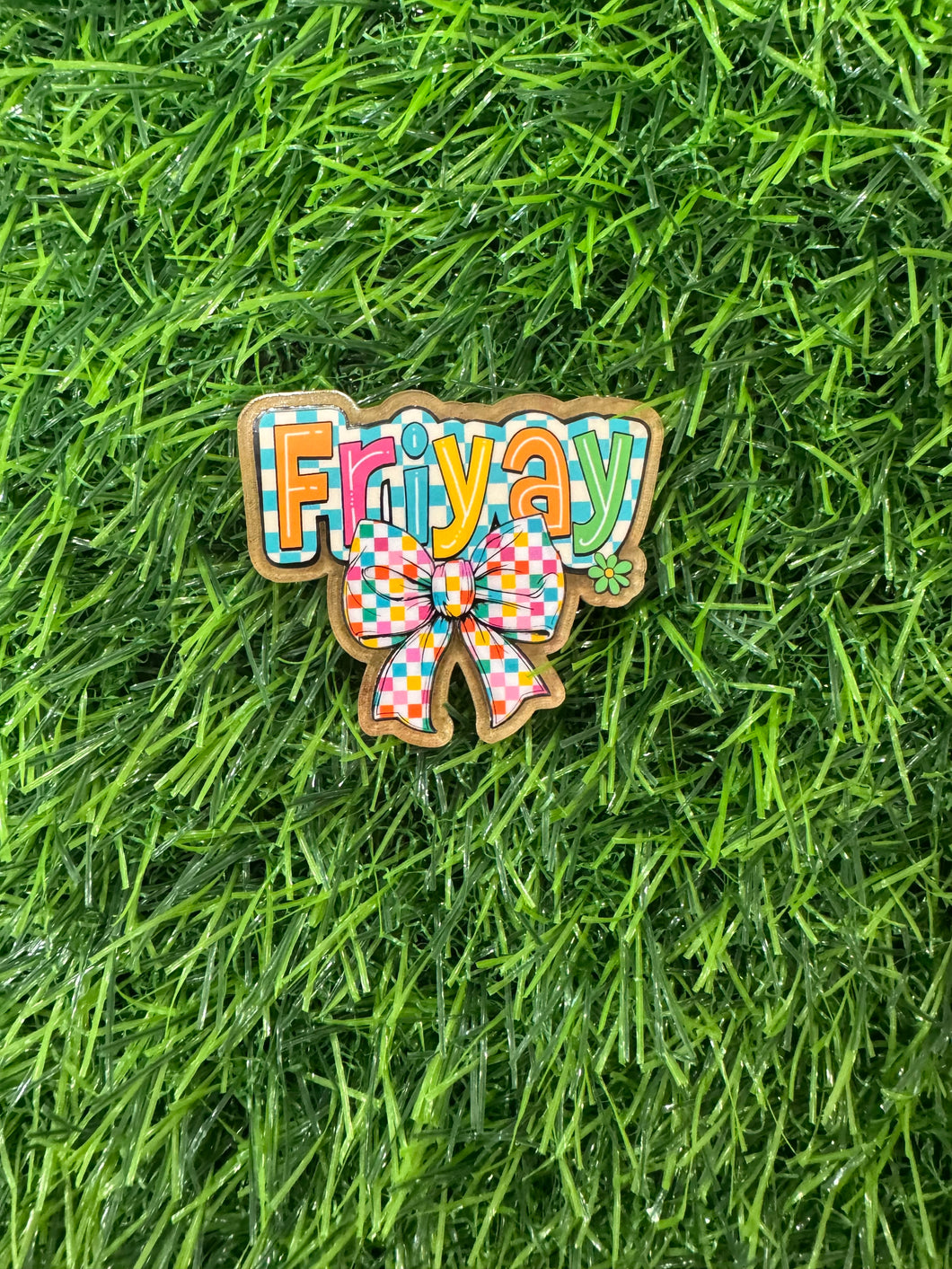 Friyay Checkered Bow Acrylic Blank & Decal Set