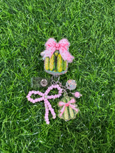 Load image into Gallery viewer, Pickle Jar With Pink Bow Retractable Badge Reel
