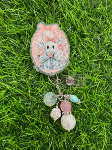 Lace Ghost Frame Retractable Badge Reel