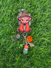 Load image into Gallery viewer, Fall Witch Highland Cow Retractable Badge Reel
