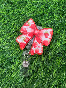 Strawberry Bow Retractable Badge Reel