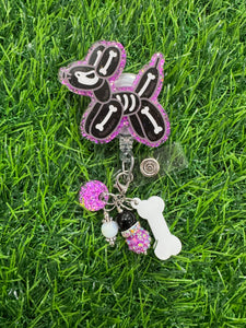 Balloon Dog Skeleton Retractable Badge Reel