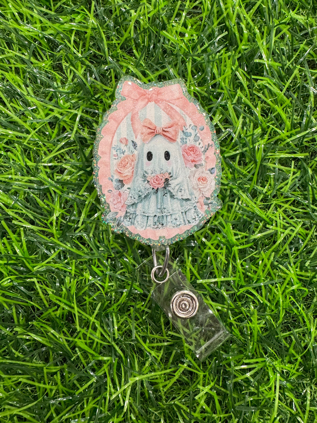 Lace Ghost Frame Retractable Badge Reel