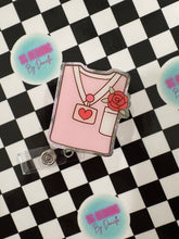 Load image into Gallery viewer, Love Rose Scrub Top Retractable Badge Reel
