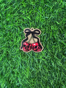 Red Skull Cherries With Black Bow Acrylic Blank & Decal Set
