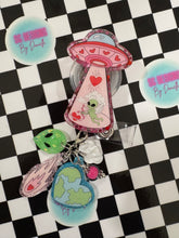 Load image into Gallery viewer, Alien Cupid UFO Valentine’s Day Retractable Badge Reel

