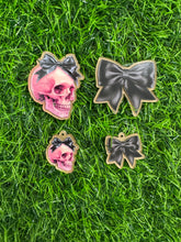 Load image into Gallery viewer, Black Silk Bow &amp; Pink Skull Acrylic Blank &amp; Decal Set Collection

