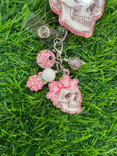 Load image into Gallery viewer, Skull With Pink Ghost Bow Retractable Badge Reel
