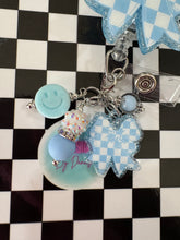 Load image into Gallery viewer, Checkered Bow Light Blue Retractable Badge Reel

