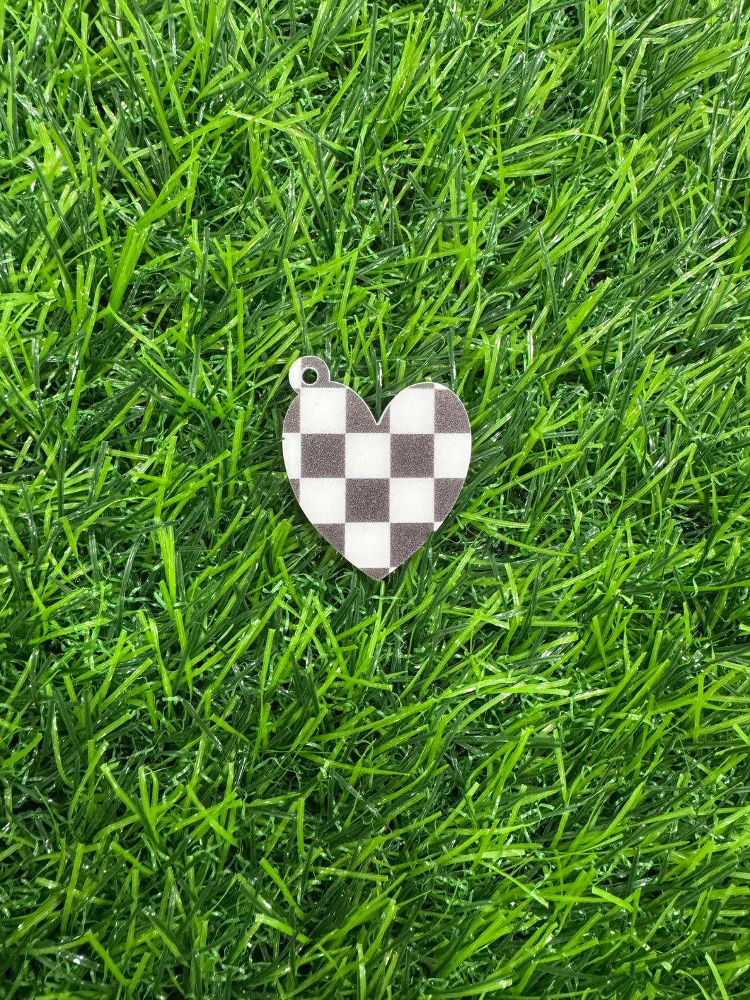 Checkered Heart Charm Acrylic Blank